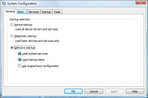 Default System Configuration Screen